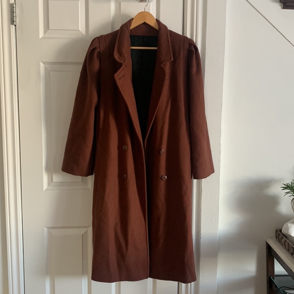 Vintage Diane Charles Brown Wool Full Length Winter Coat - Picture 3 of 16